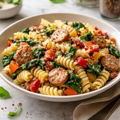 Image of Fusilli with Sausage Spinach and Peppers Weight Watchers