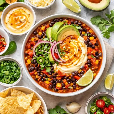 Image of Fusion Bean Chili with Orange Curry Yogurt Sauce