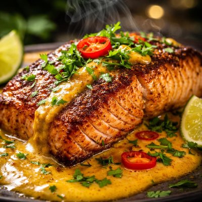 Image of Garam Masala Seared Salmon with Coconut Curry Butter