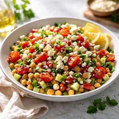 Image of Garbanzo Bean Salad with Feta Cheese