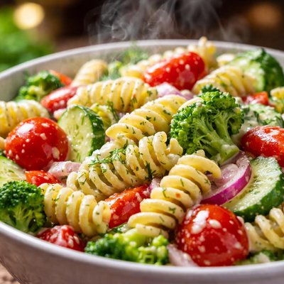 Image of Garden Pasta Salad with Creamy Dill Dressing