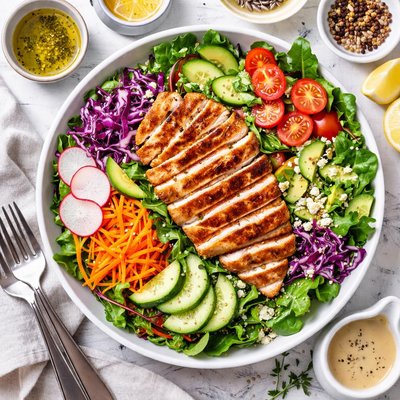 Image of Vegan Garden Salad with Grilled Chicken