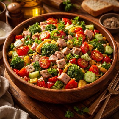 Image of Garden Vegetable and Ham Salad