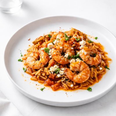 Image of Garides Youvetsi Shrimp with Feta
