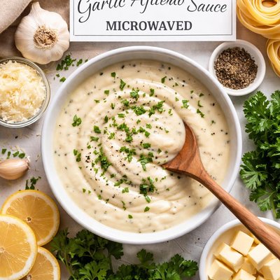 Image of Garlic Alfredo Sauce Microwaved