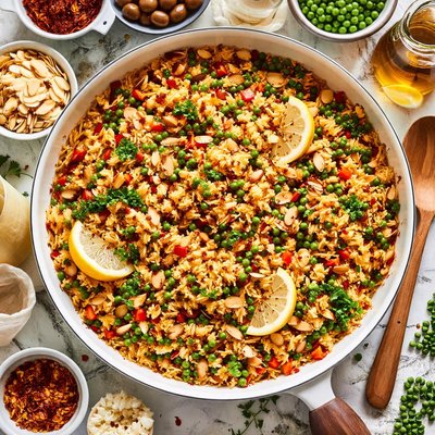 Image of Garlic Almond Sherry Rice with Saffron