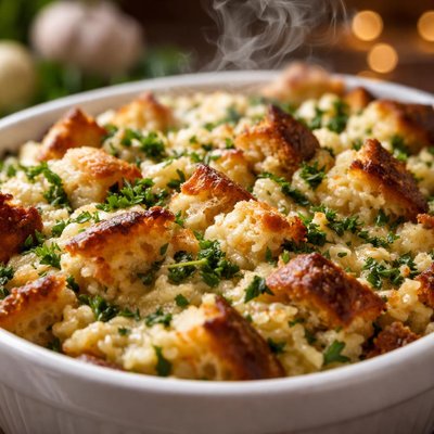 Image of Garlic and Herb Bread Pudding