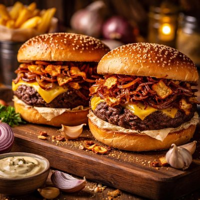 Image of Garlic and Onion Burgers
