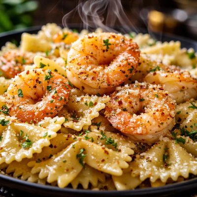 Image of Garlic and Parmesan Shrimp Farfalle
