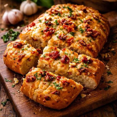 Image of Garlic and Sun Dried Tomato Cheese Bread