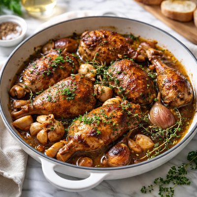 Image of Garlic and Wine Braised Chicken Dark Meat
