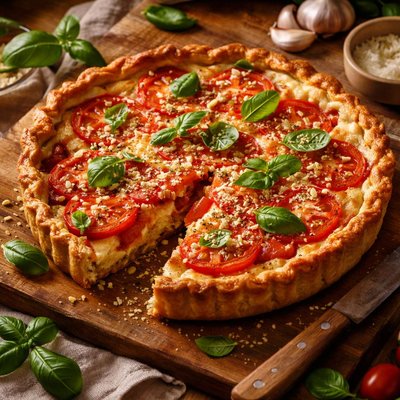 Image of Garlic Basil Tomato Pie