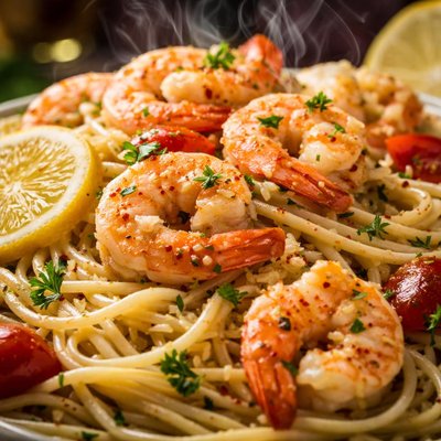 Image of Whole30 Garlic Butter Shrimp Pasta