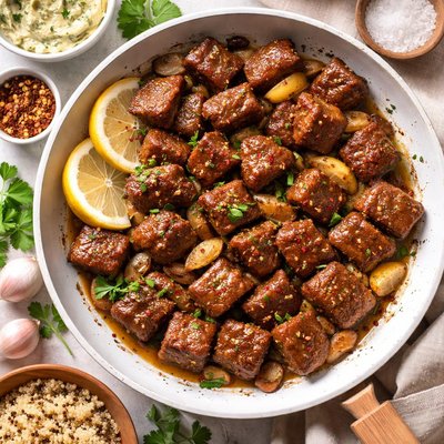 Image of Trozos de filete vegano con mantequilla de ajo