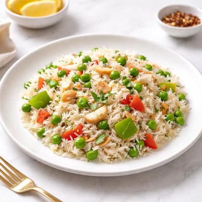 Image of Garlic Capsicum Peas Pulao