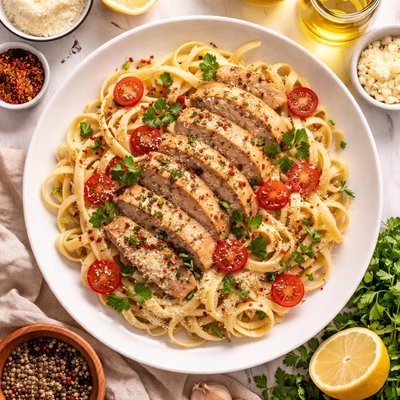 Image of Garlic Chicken and Fettuccine