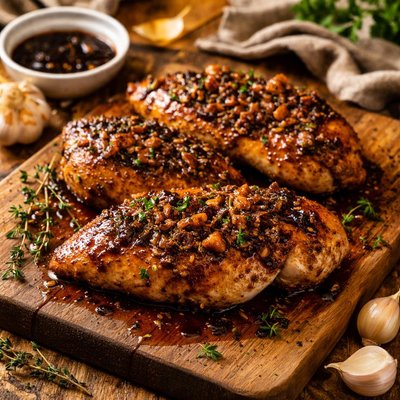Image of Garlic Chicken Breasts in Balsamic Vinegar