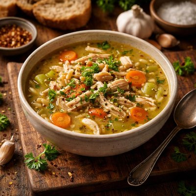 Image of Garlic Chicken Broth Soup