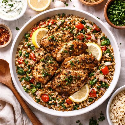 Image of Garlic Chicken Lentils and Rice