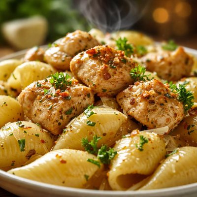 Image of Garlic Chicken with Pasta Shells