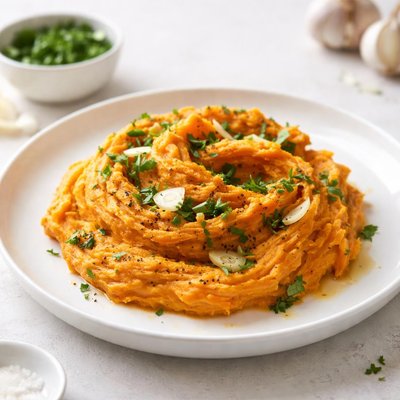 Image of Garlic Cilantro Mashed Sweet Potatoes Thanksgiving