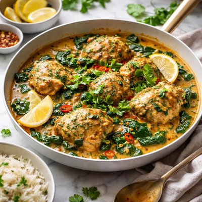 Image of Garlic Curry Chicken Spinach