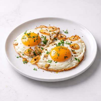Image of Garlic Eggs Cooked on the Plate