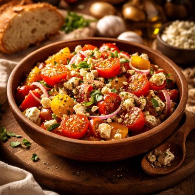Image of Garlic Feta Tomato Salad