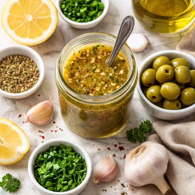 Image of Garlic Green Olive Salad Dressing