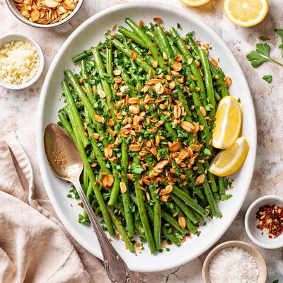 Image of Garlic Haricots Verts Almondine