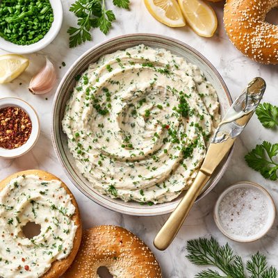 Image of Garlic Herb Cream Cheese for Bagels