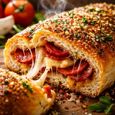 Image of Garlic Herb Pepperoni Bread Bread Machine
