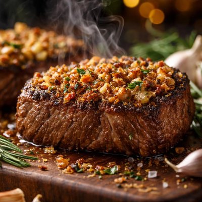 Image of Garlic Horseradish Crusted Steaks