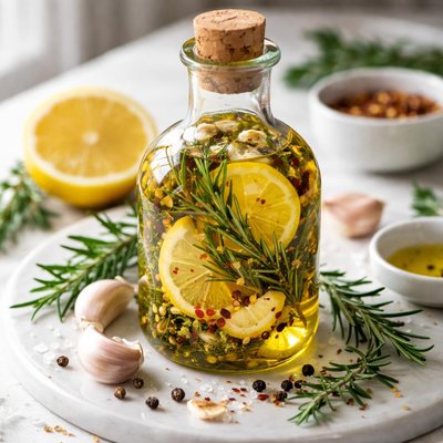 Image of Garlic Lemon and Herb Infused Oil for Sauteing