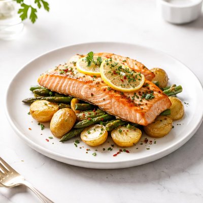 Image of Garlic Lemon Salmon Potato Bake