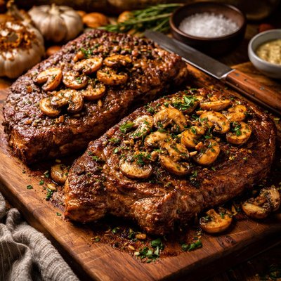 Image of Garlic Mushroom Rib Eyes
