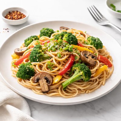 Image of Garlic Noodles with Vegetables Cheesecake Factory Style Copycat