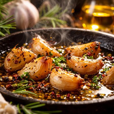Image of Garlic Oil and Roasted Garlic Cloves