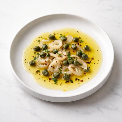 Image of Garlic Olive Oil Plate with Capers
