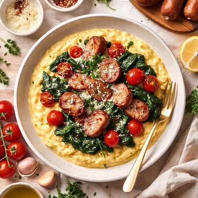 Image of Garlic Polenta with Sausage