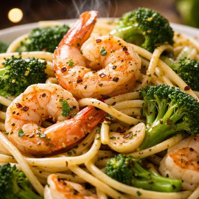 Image of Garlic Shrimp and Broccoli Pasta