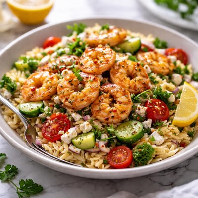 Image of Garlic Shrimp and Orzo Salad