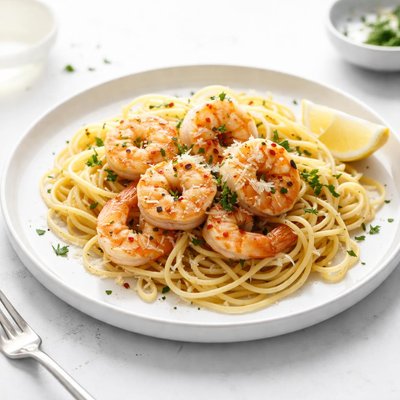 Image of Garlic Shrimp and Pasta Low Fat Recipe
