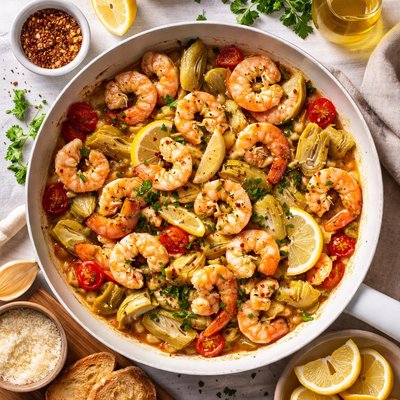 Image of Garlic Shrimp with Artichoke Hearts