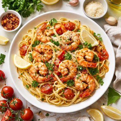 Image of Garlic Shrimp with Linguini