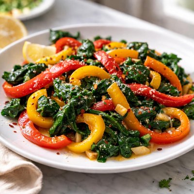 Image of Garlic Spinach Bell Peppers