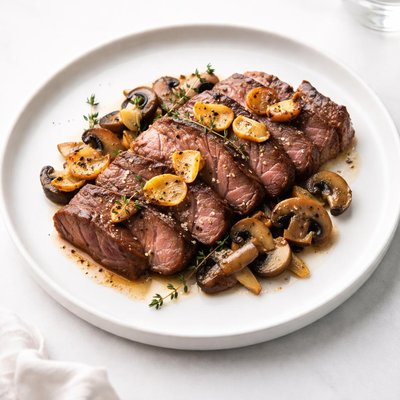 Image of Garlic Steak with Mushrooms