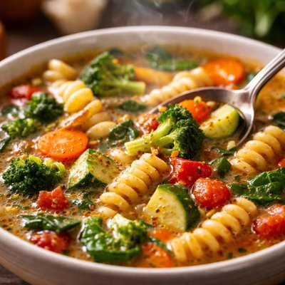 Image of Garlic Vegetable Pasta Soup