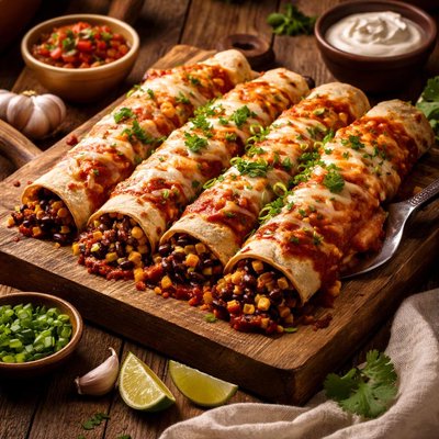 Image of Garlicky Bean Enchiladas