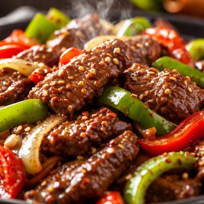 Image of Garlicky Beef with Peppers